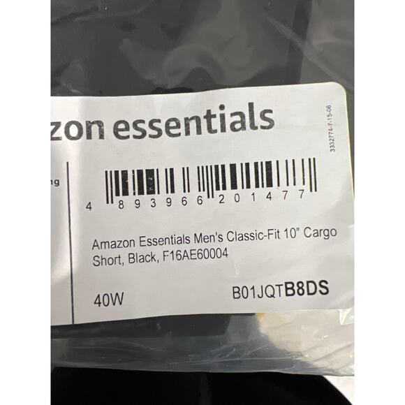 Amazon Essentials Men's 40W Black 10" Inseam Classic Fit Cargo Shorts Cotton - Picture 8 of 11